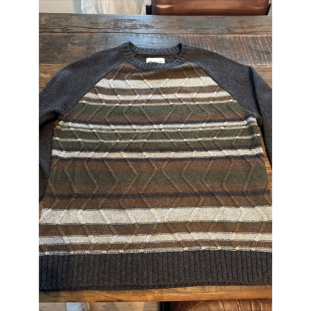 Haggar Men's Sweater Size L Brown Grandpa Geometric Cotton Acrylic Blend